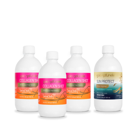 3x Collagen Shot Tropical + GRÁTIS Sun Protect